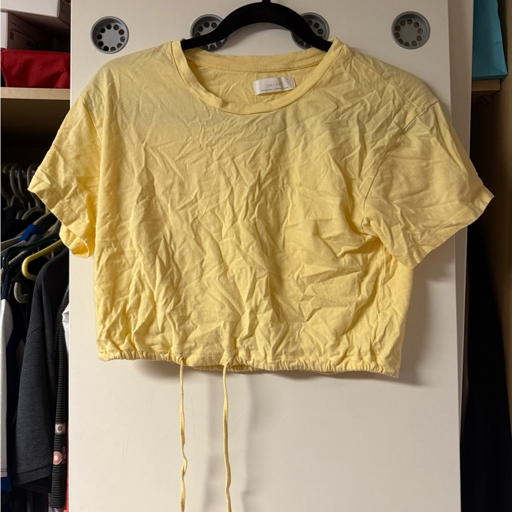 OAK + FORT Light Yellow Cropped Tee
